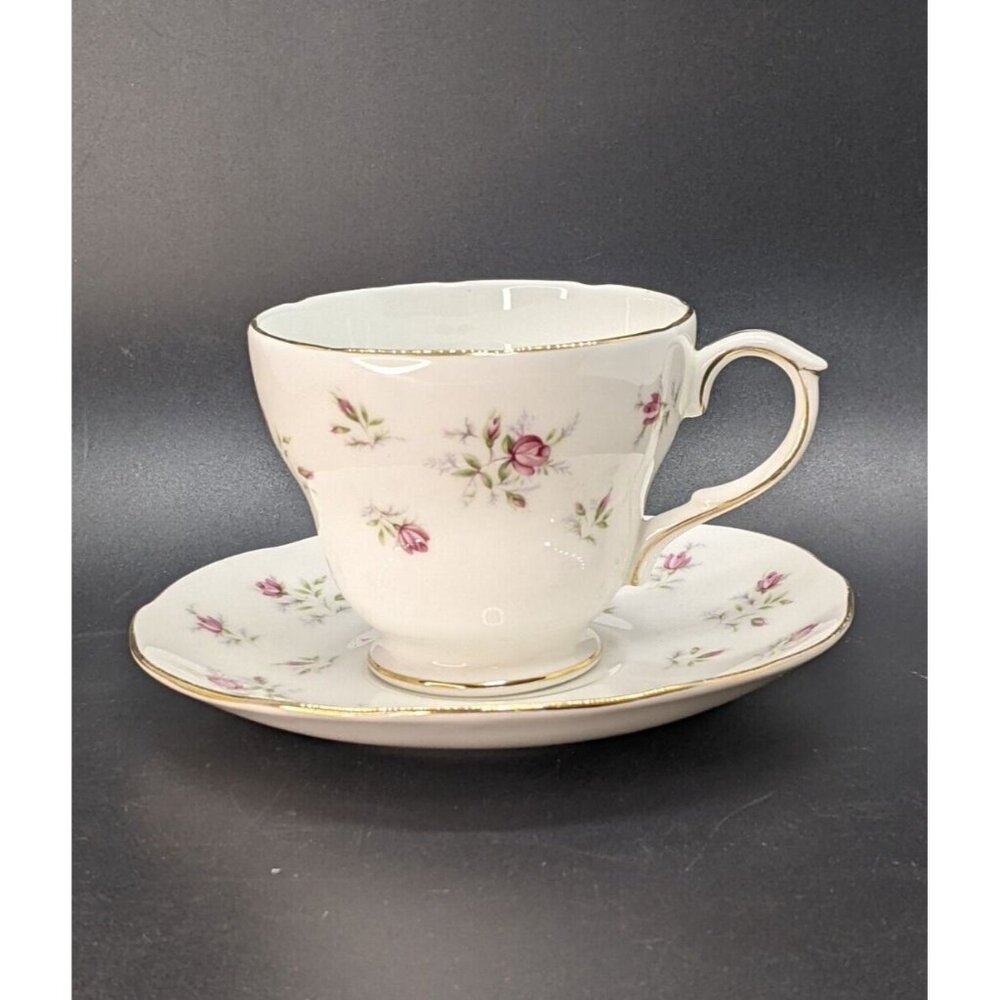 Vintage Duchess Bone China England Tea Cup And Saucer Pink Roses Floral Flowers